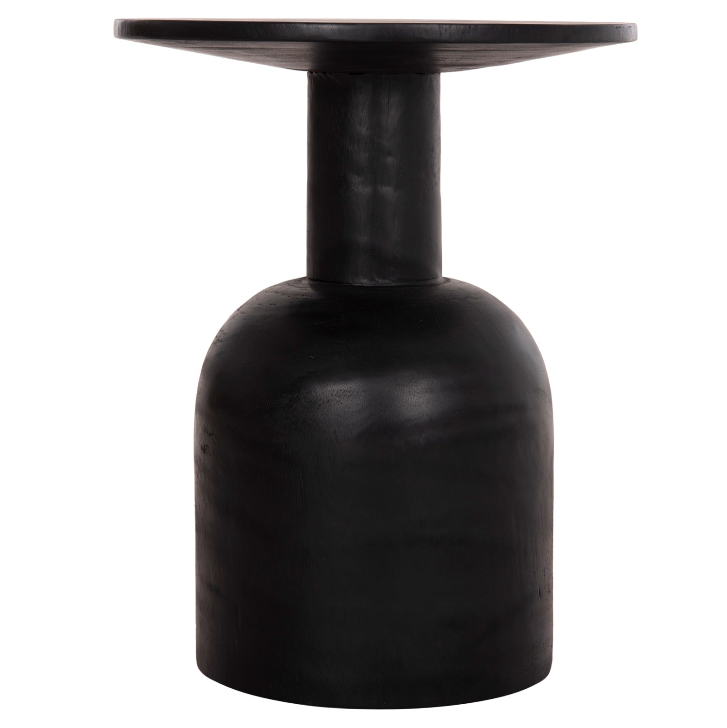 SIDE TABLE ROUND PUMBE HM9891.12 SOLID SUAR WOOD IN BLACK COLOR Φ40x50Hcm.