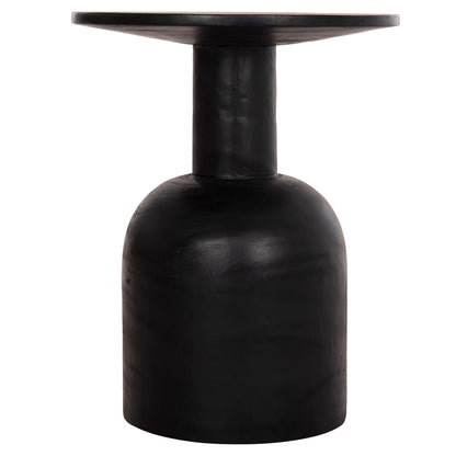 SIDE TABLE ROUND PUMBE HM9891.12 SOLID SUAR WOOD IN BLACK COLOR Φ40x50Hcm.