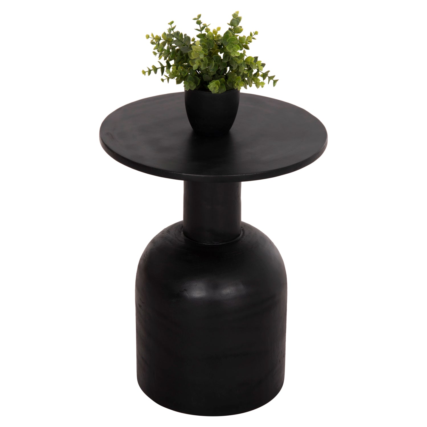 SIDE TABLE ROUND PUMBE HM9891.12 SOLID SUAR WOOD IN BLACK COLOR Φ40x50Hcm.