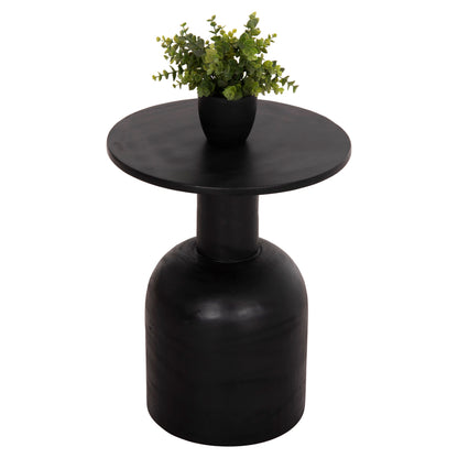 SIDE TABLE ROUND PUMBE HM9891.12 SOLID SUAR WOOD IN BLACK COLOR Φ40x50Hcm.