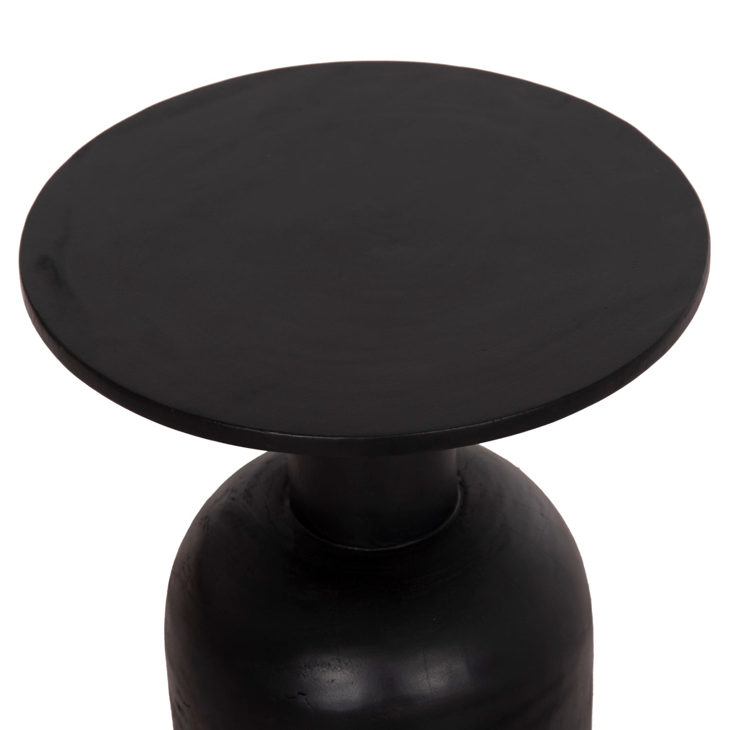 SIDE TABLE ROUND PUMBE HM9891.12 SOLID SUAR WOOD IN BLACK COLOR Φ40x50Hcm.