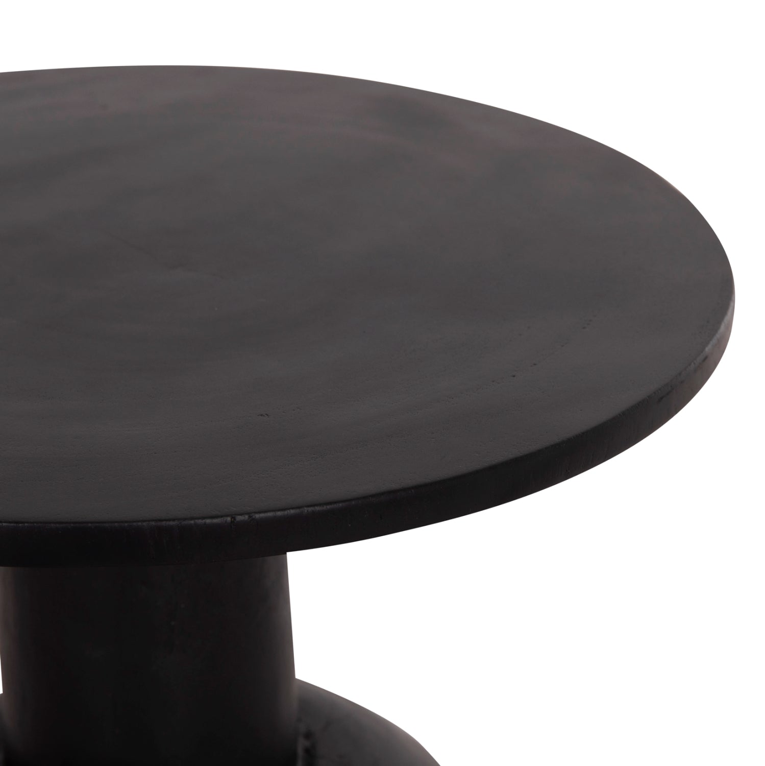 SIDE TABLE ROUND PUMBE HM9891.12 SOLID SUAR WOOD IN BLACK COLOR Φ40x50Hcm.