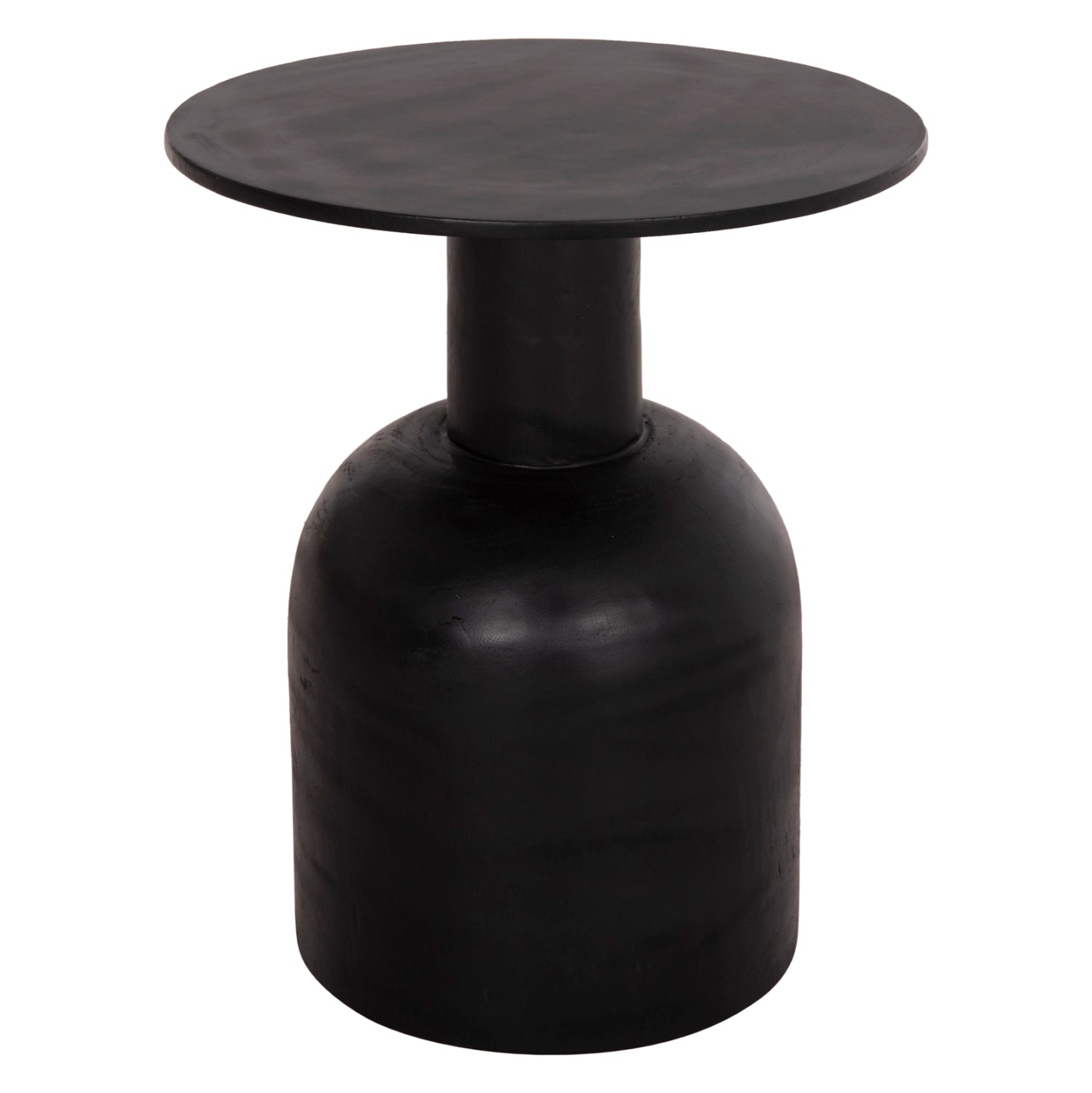 SIDE TABLE ROUND PUMBE HM9891.12 SOLID SUAR WOOD IN BLACK COLOR Φ40x50Hcm.