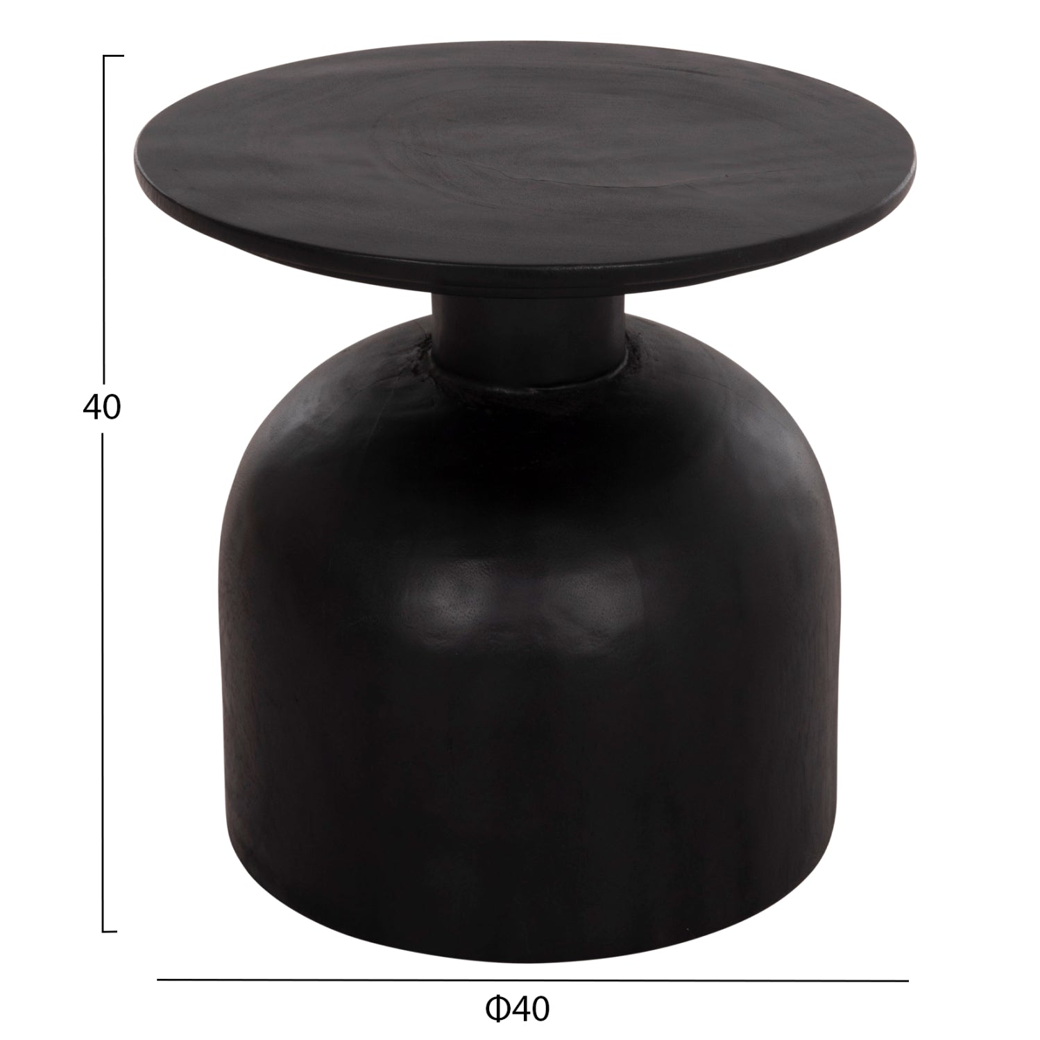 SIDE TABLE ROUND PUMBE-s HM9892.12 SOLID SUAR WOOD IN BLACK COLOR Φ40x40Hcm.