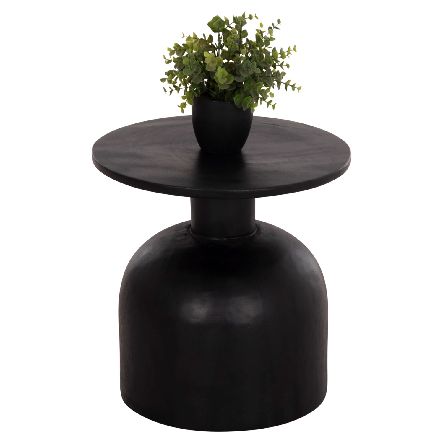 SIDE TABLE ROUND PUMBE-s HM9892.12 SOLID SUAR WOOD IN BLACK COLOR Φ40x40Hcm.