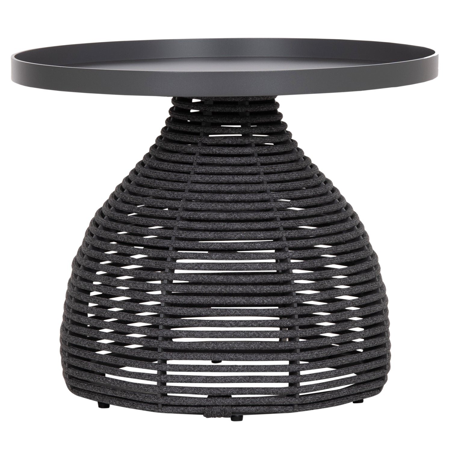 SIDE TABLE ROUND DRISCOLL HM6477.01 GREY ALUMINUM & ROPE Φ55x44Hcm.