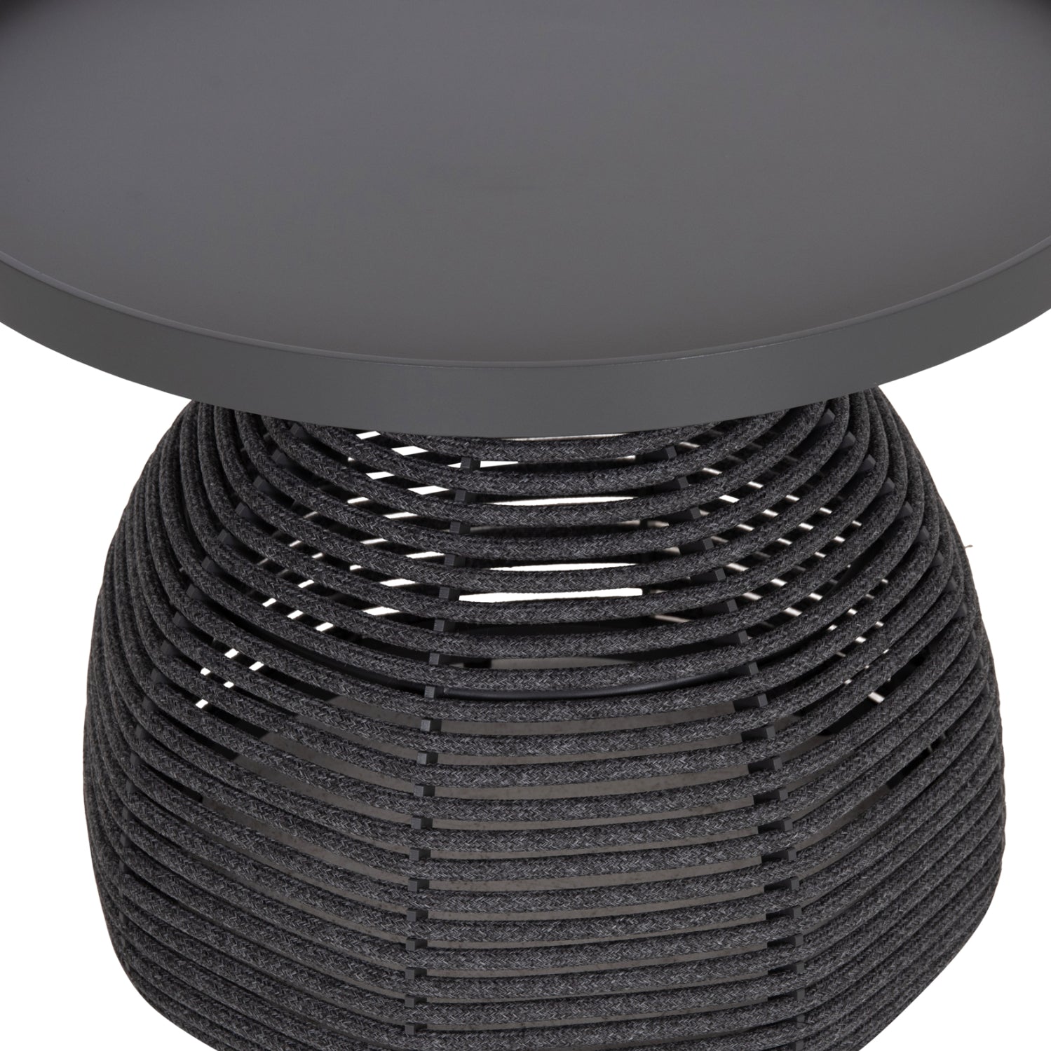 SIDE TABLE ROUND DRISCOLL HM6477.01 GREY ALUMINUM & ROPE Φ55x44Hcm.