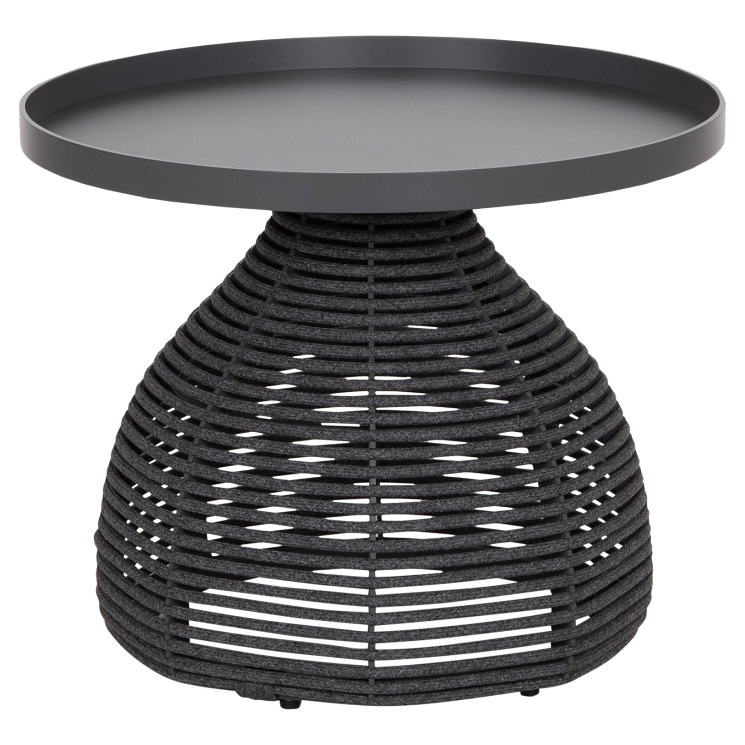 SIDE TABLE ROUND DRISCOLL HM6477.01 GREY ALUMINUM & ROPE Φ55x44Hcm.