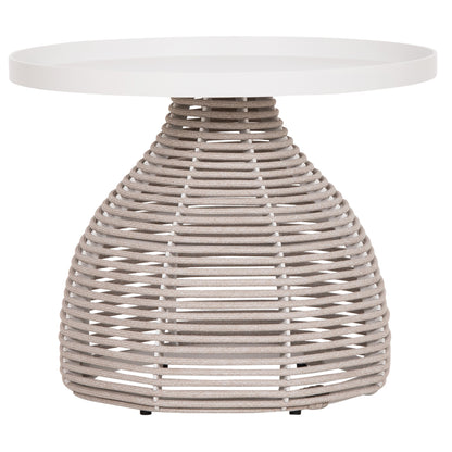 SIDE TABLE ROUND DRISCOLL HM6477.02 CREAM WHITE ALUMINUM-LIGHT GREY ROPE Φ55x44Hcm.
