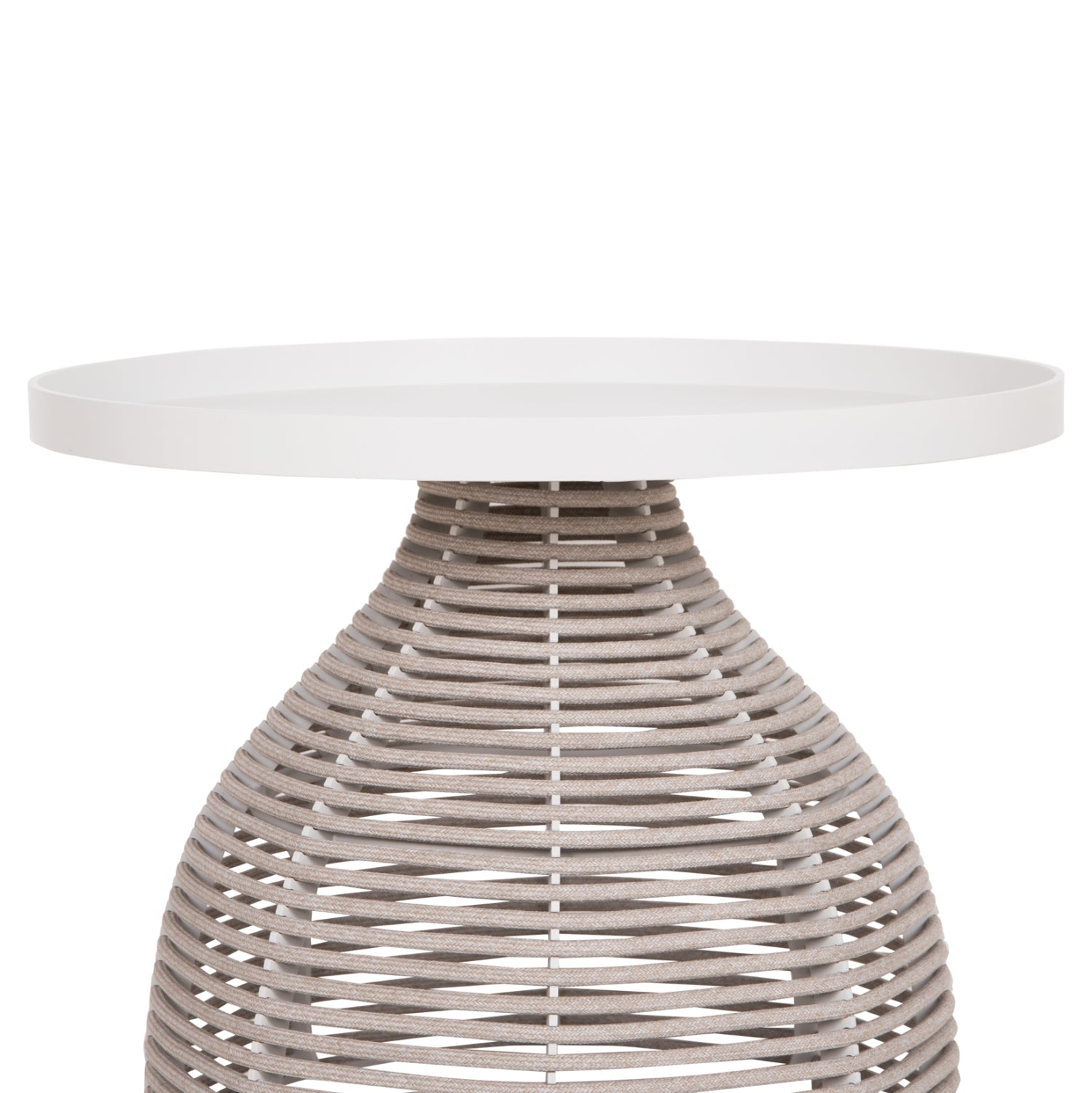 SIDE TABLE ROUND DRISCOLL HM6477.02 CREAM WHITE ALUMINUM-LIGHT GREY ROPE Φ55x44Hcm.