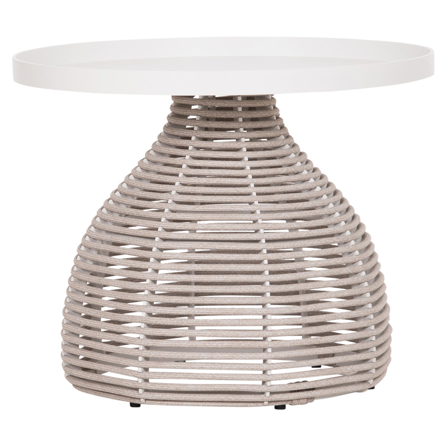 SIDE TABLE ROUND DRISCOLL HM6477.02 CREAM WHITE ALUMINUM-LIGHT GREY ROPE Φ55x44Hcm.