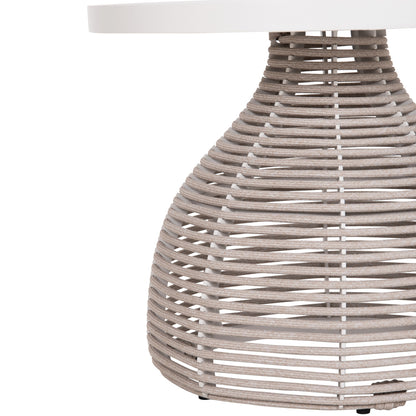 SIDE TABLE ROUND DRISCOLL HM6477.02 CREAM WHITE ALUMINUM-LIGHT GREY ROPE Φ55x44Hcm.
