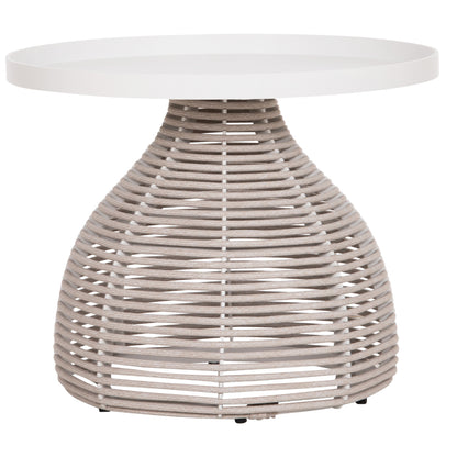 SIDE TABLE ROUND DRISCOLL HM6477.02 CREAM WHITE ALUMINUM-LIGHT GREY ROPE Φ55x44Hcm.
