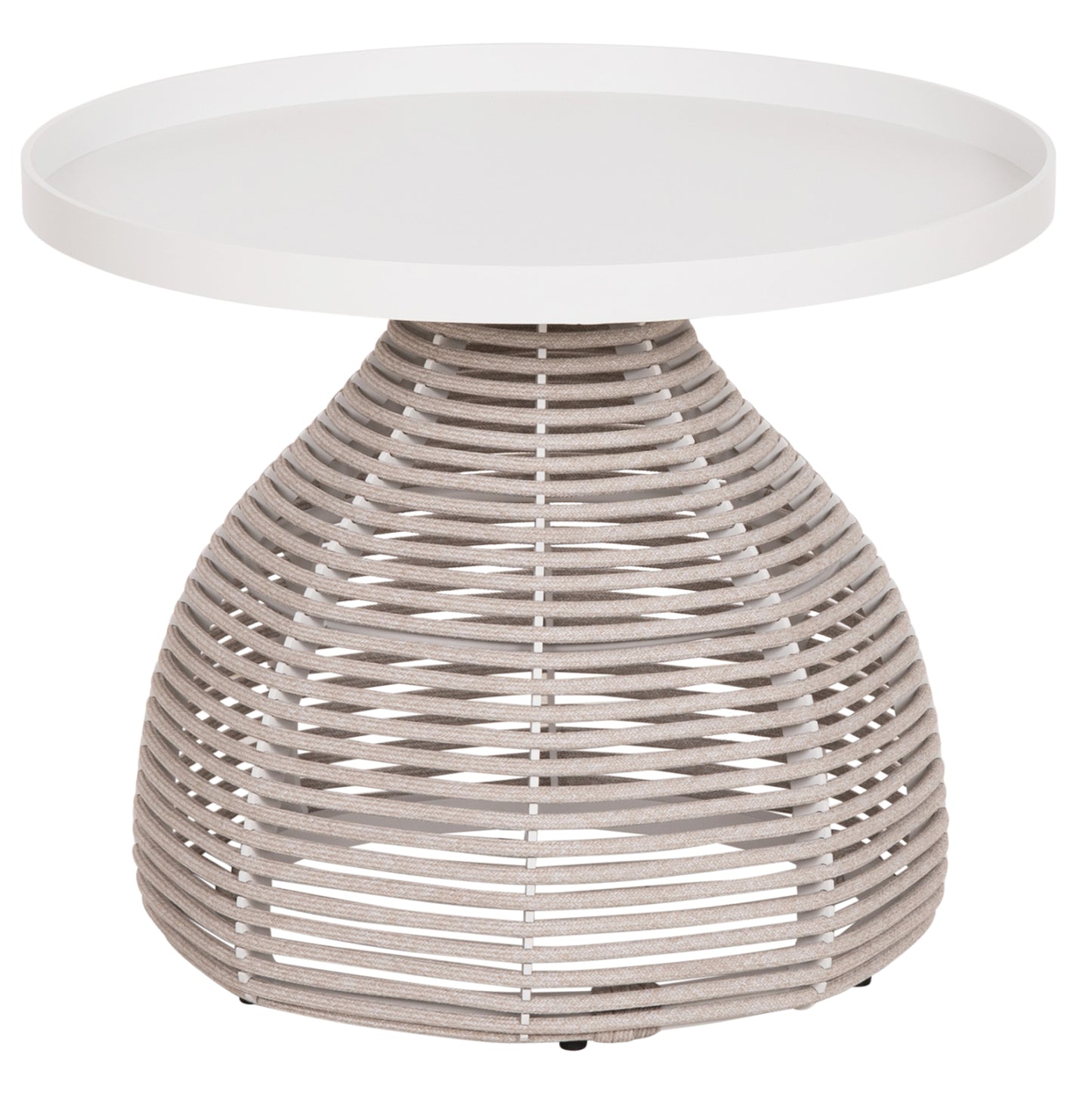 SIDE TABLE ROUND DRISCOLL HM6477.02 CREAM WHITE ALUMINUM-LIGHT GREY ROPE Φ55x44Hcm.