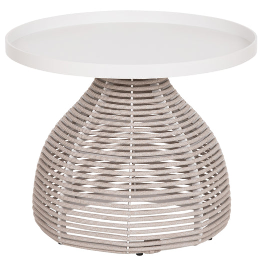 SIDE TABLE ROUND DRISCOLL HM6477.02 CREAM WHITE ALUMINUM-LIGHT GREY ROPE Φ55x44Hcm.