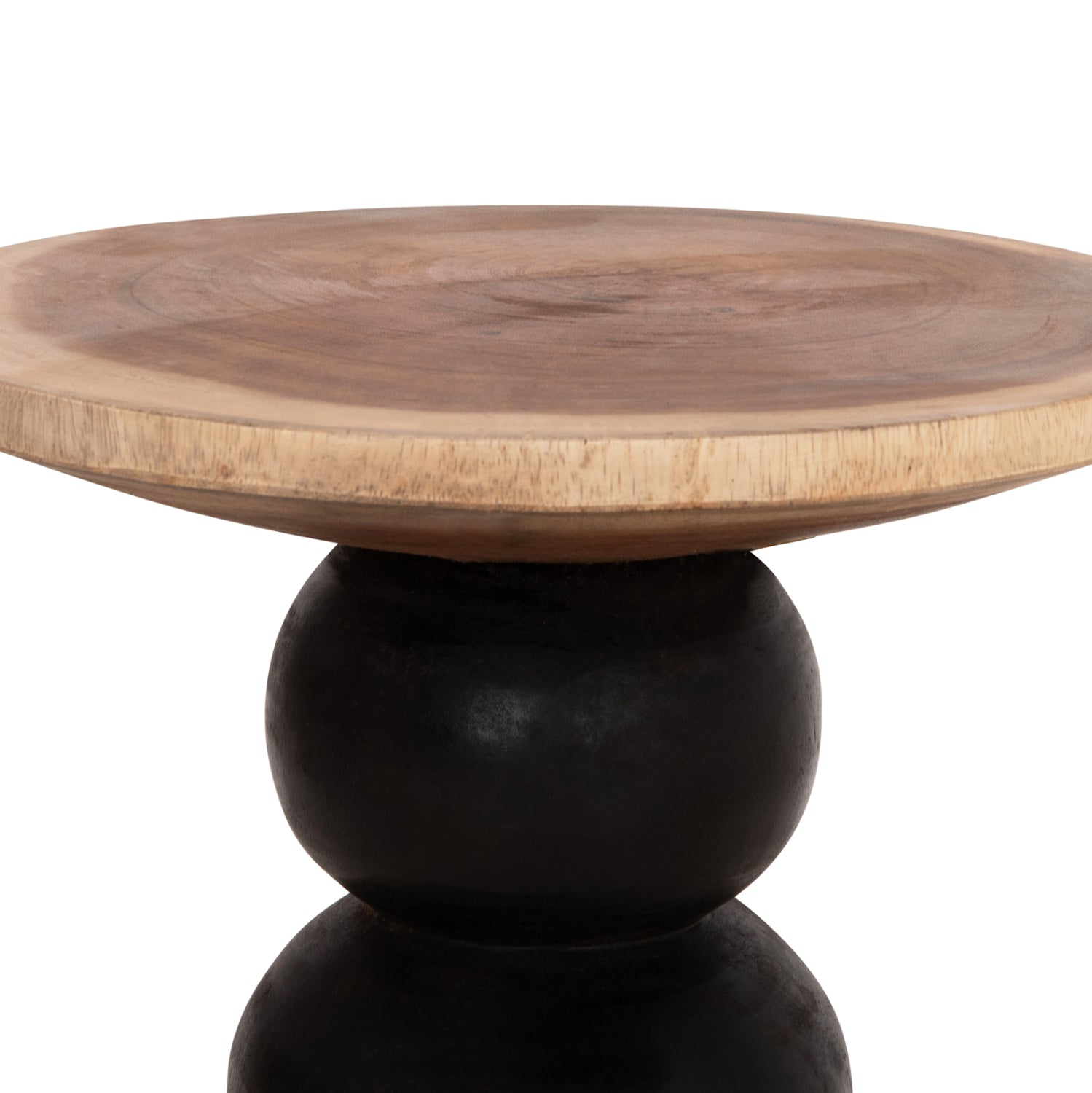 SIDE TABLE ROUND JACKY HM9890 SUAR WOOD IN NATURAL & BLACK Φ40x45.5Hcm.