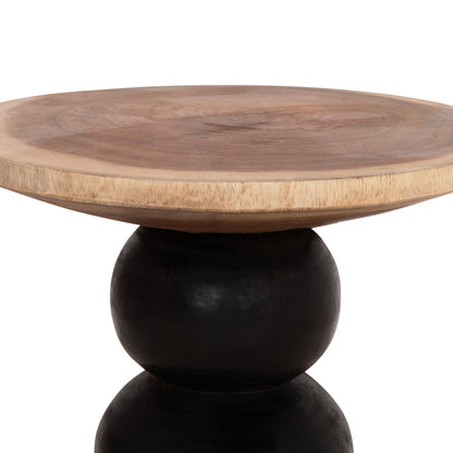 SIDE TABLE ROUND JACKY HM9890 SUAR WOOD IN NATURAL & BLACK Φ40x45.5Hcm.
