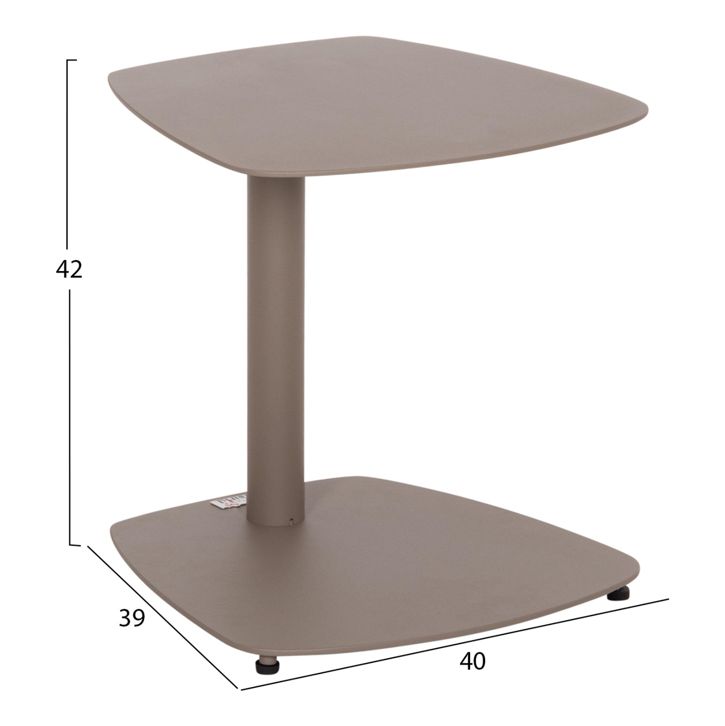 SUNBED SIDE TABLE CARET HM6563.03 ALUMINUM IN LIGHT GREY (TAUPE) 40x39x42Hcm.