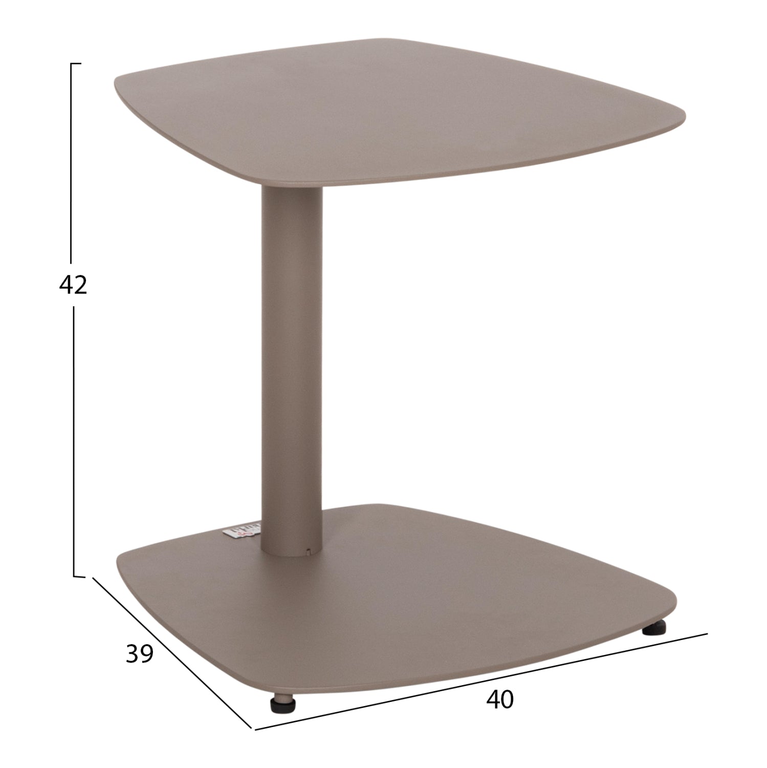 SUNBED SIDE TABLE CARET HM6563.03 ALUMINUM IN LIGHT GREY (TAUPE) 40x39x42Hcm.