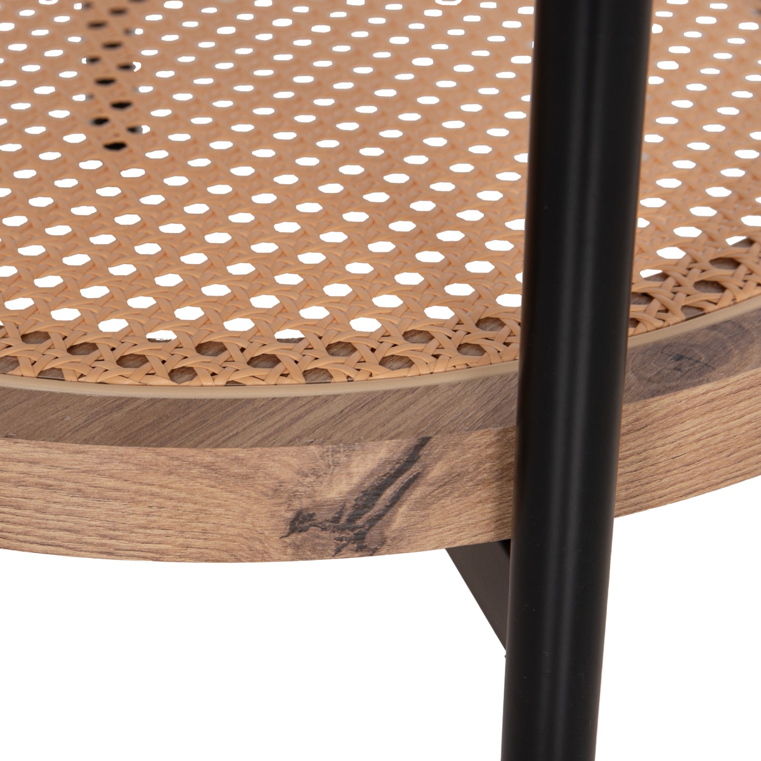 SIDE TABLE SEITZ HM18031 GLASS TOP-METAL-RATTAN IN NATURAL Φ50x56Hcm.