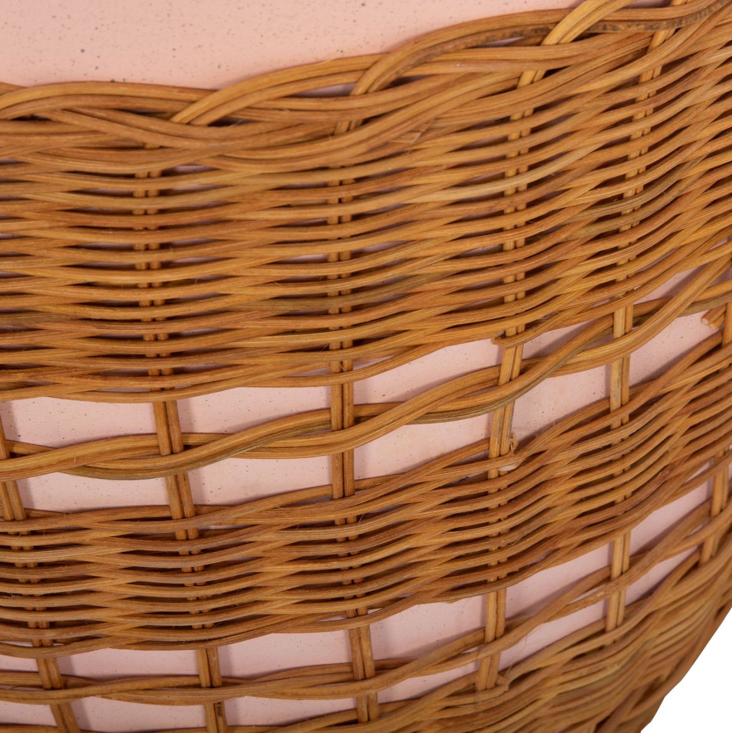 SIDE TABLE ROUND VILHENA HM18166 FIBER CEMENT PINK--NATURAL RATTAN Φ44.5x45Hcm.
