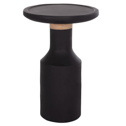 SIDE TABLE TRED(T) HM18169.01 FIBER CEMENT IN BLACK-NATURAL RATTAN--Φ40x61Hcm.