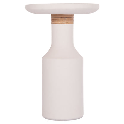 SIDE TABLE TRED(T) HM18169.02 FIBER CEMENT IN WHITE-NATURAL RATTAN--Φ40x61Hcm.