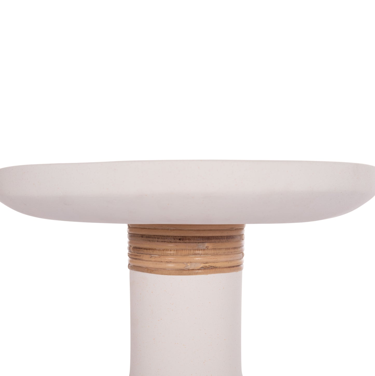 SIDE TABLE TRED(T) HM18169.02 FIBER CEMENT IN WHITE-NATURAL RATTAN--Φ40x61Hcm.