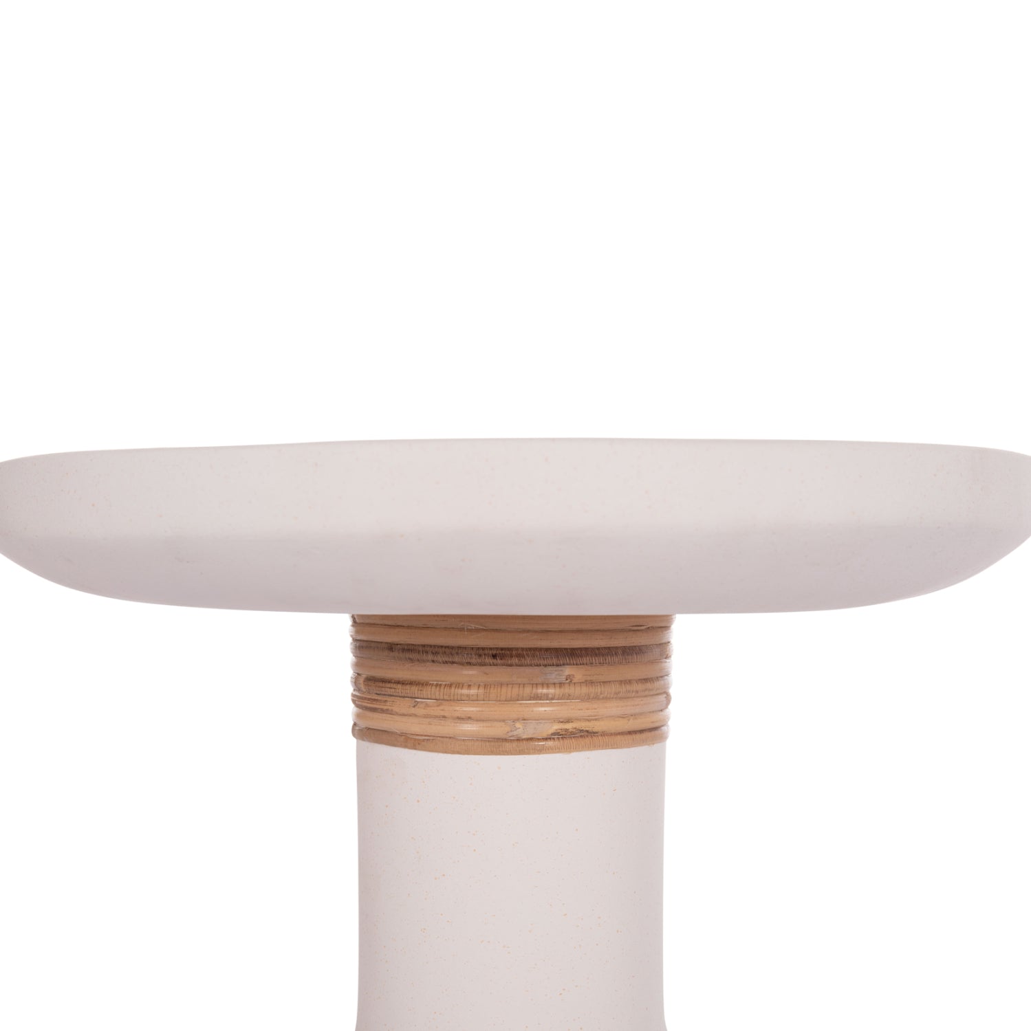 SIDE TABLE TRED(T) HM18169.02 FIBER CEMENT IN WHITE-NATURAL RATTAN--Φ40x61Hcm.