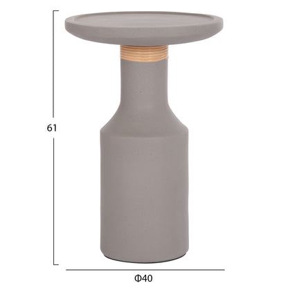 SIDE TABLE TRED(T) HM18169.03 FIBER CEMENT IN GREY-NATURAL RATTAN--Φ40x61Hcm.