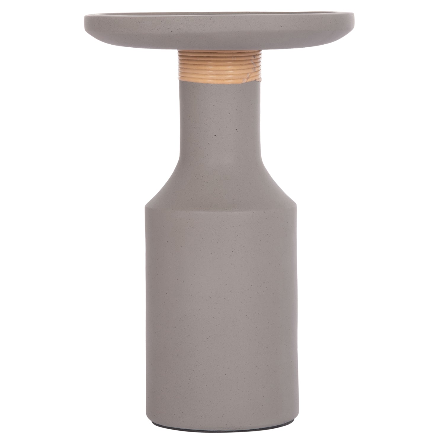 SIDE TABLE TRED(T) HM18169.03 FIBER CEMENT IN GREY-NATURAL RATTAN--Φ40x61Hcm.