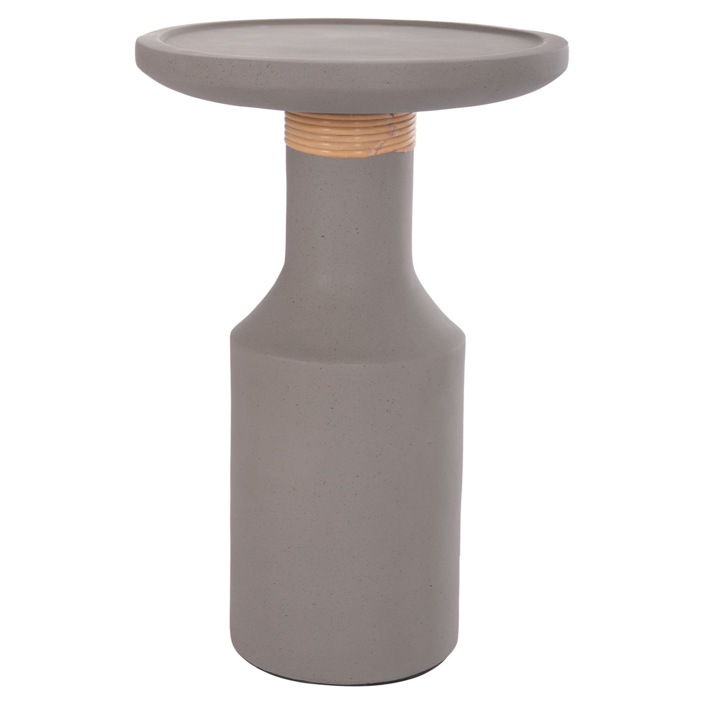 SIDE TABLE TRED(T) HM18169.03 FIBER CEMENT IN GREY-NATURAL RATTAN--Φ40x61Hcm.