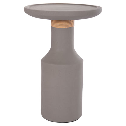 SIDE TABLE TRED(T) HM18169.03 FIBER CEMENT IN GREY-NATURAL RATTAN--Φ40x61Hcm.
