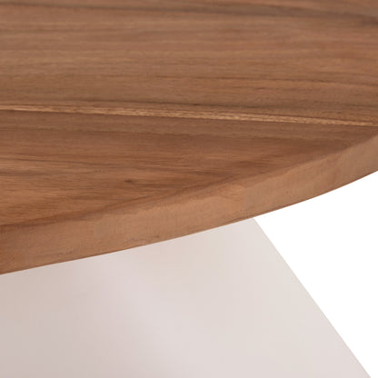 SIDE TABLE AIDA HM4692.02 FIBER CEMENT IN WHITE--TEAK WOOD TOP 47x60x59Hcm.