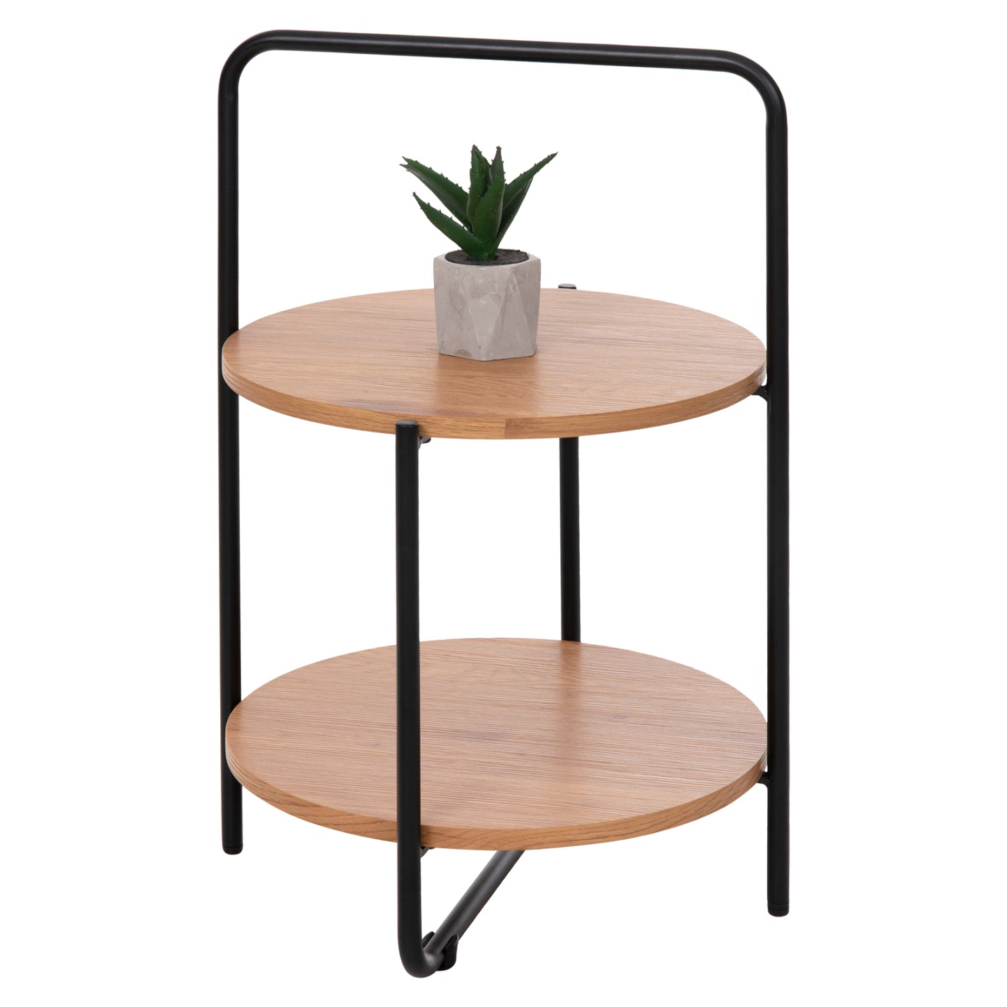 SIDE TABLE SYLO HM9618.01 MDF IN NATURAL COLOR-BLACK METAL FRAME Φ44x66Hcm.