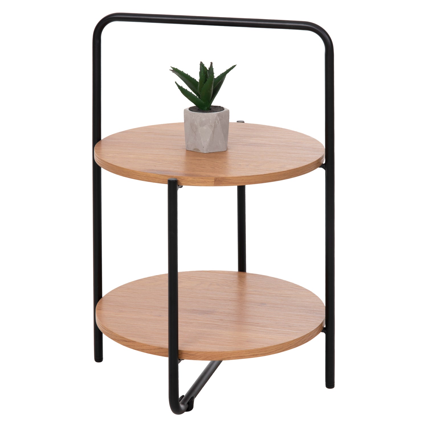 SIDE TABLE SYLO HM9618.01 MDF IN NATURAL COLOR-BLACK METAL FRAME Φ44x66Hcm.