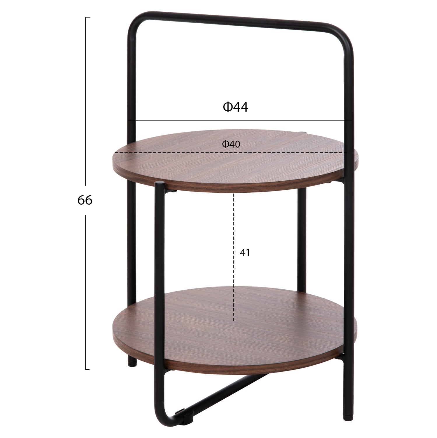 SIDE TABLE SYLO HM9618.02 MDF IN WALNUT COLOR-BLACK METAL FRAME Φ44x66Hcm.