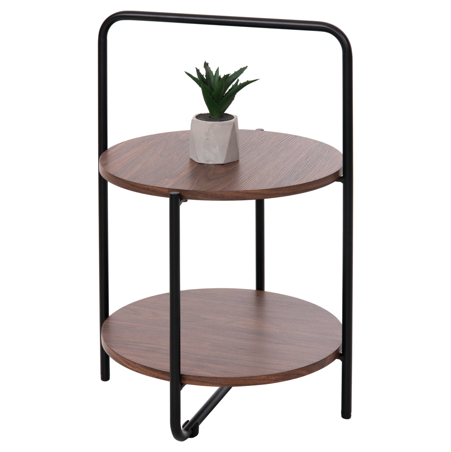 SIDE TABLE SYLO HM9618.02 MDF IN WALNUT COLOR-BLACK METAL FRAME Φ44x66Hcm.