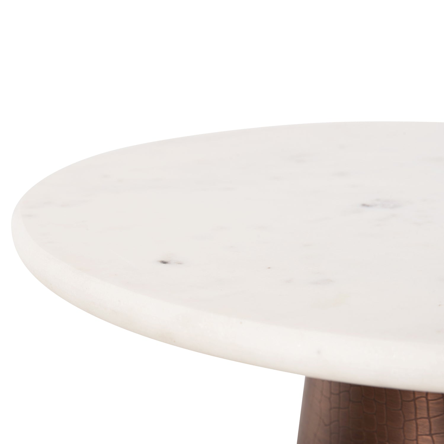 SIDE TABLE ROUND FODEN HM9720 WHITE MARBLE TOP AND METAL BASE IN DARK COPPER COLOR Φ40,5x59Hcm.