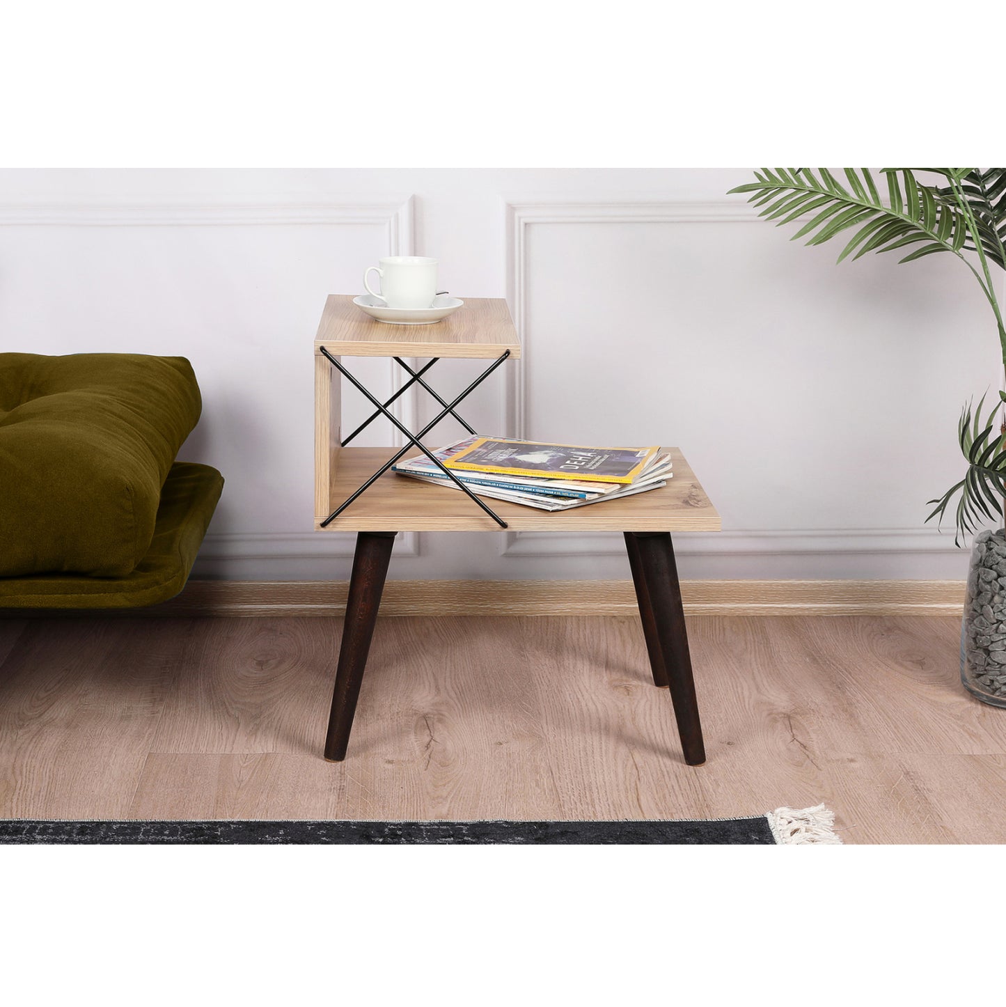 SIDE TABLE/NIGHTSTAND MELAMINE IN NATURAL COLOR 50x40x55Hcm.HM9434.01