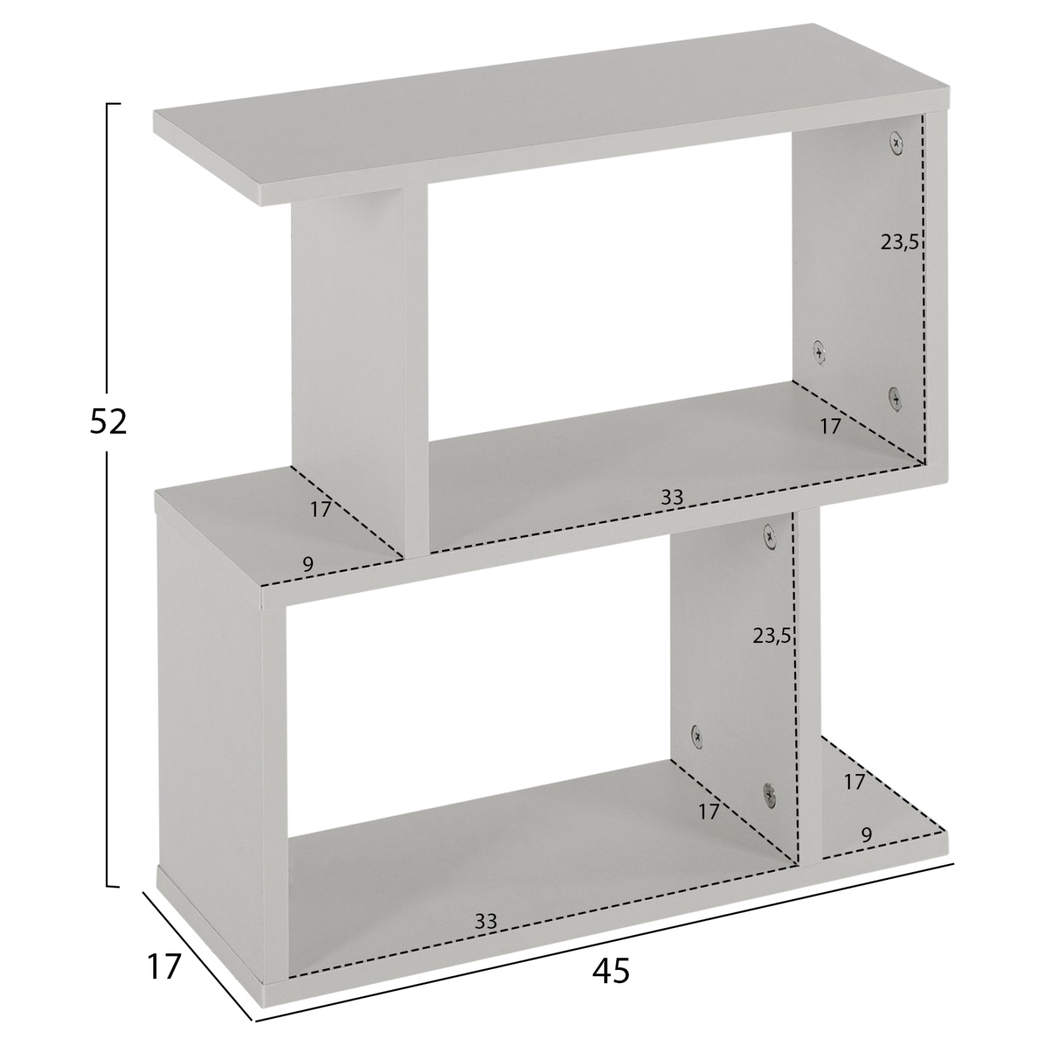 SIDE TABLE HM8956.13 WITH STORAGE SPACES AMABELLA MELAMINE WHITE 45x17x52Hcm.