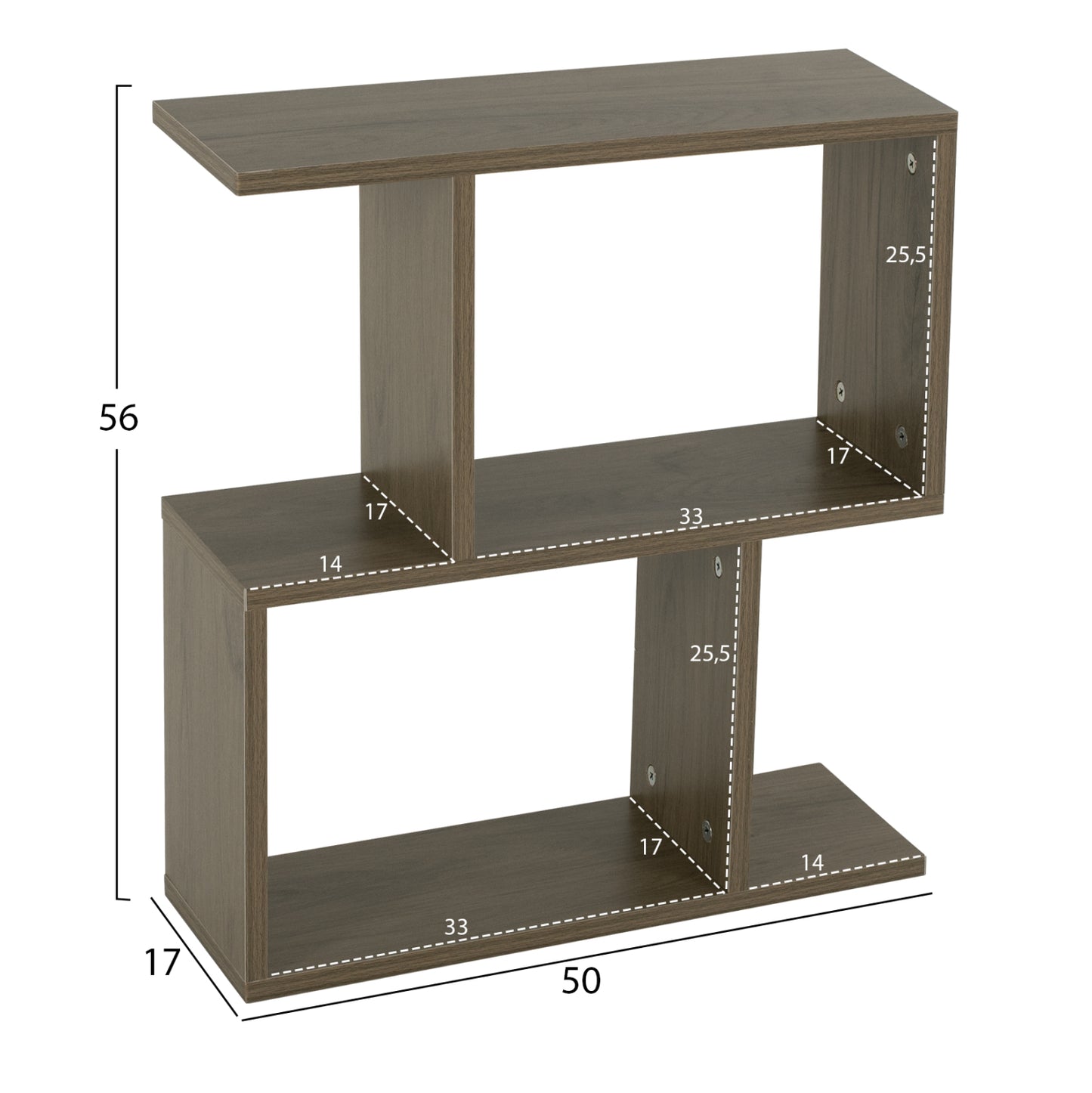 SIDE TABLE WITH STORAGE SPACES HM8881.12 MELAMINE IN OLIVE GREY COLOR 50x17x56Hcm.