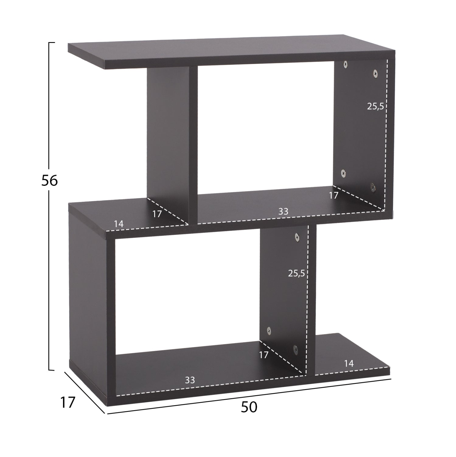 SIDE TABLE AMEER WITH STORAGE SPACES HM8881.20 MELAMINE IN GREY COLOR 50x17x56Hcm.