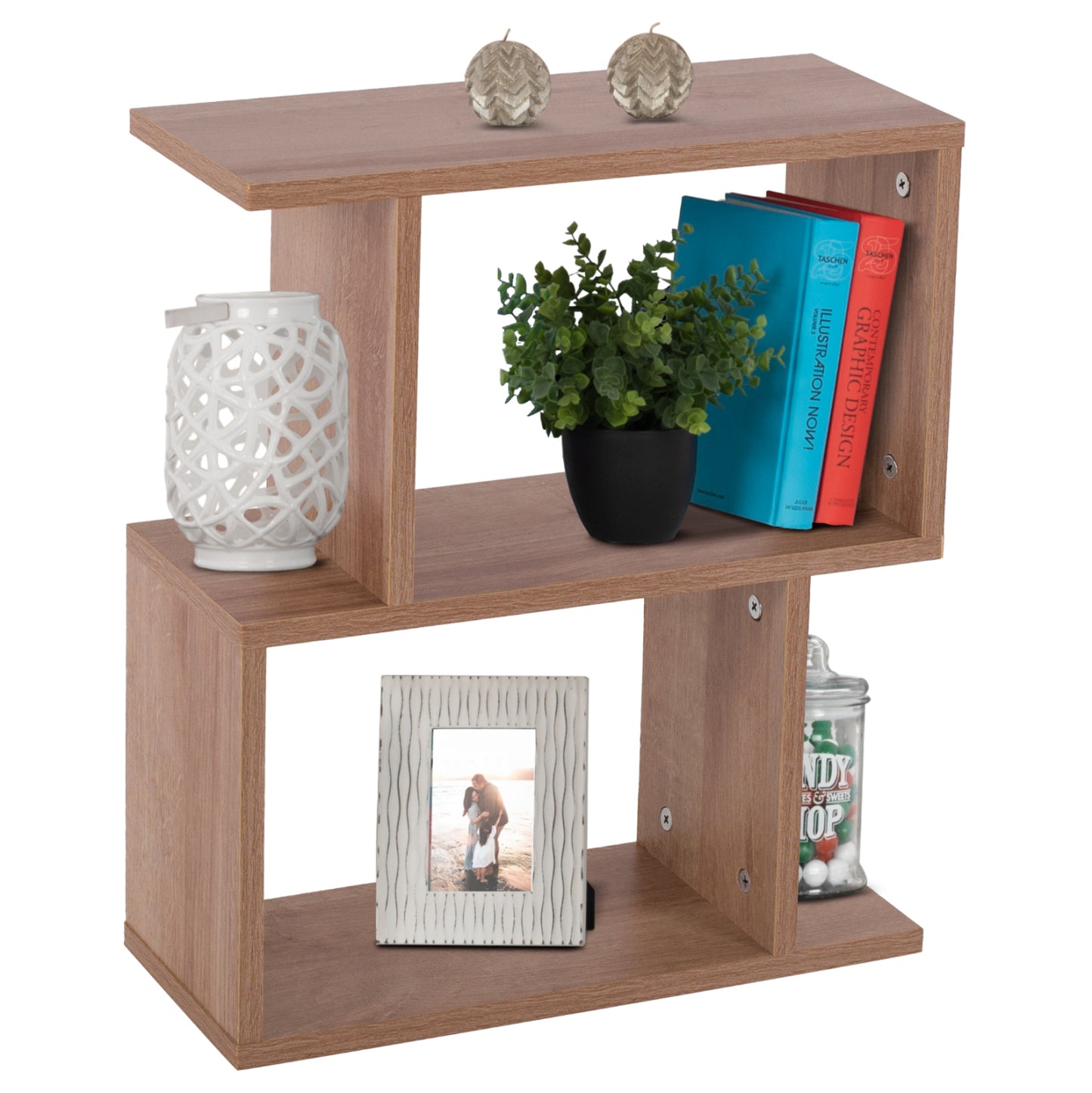 SIDE TABLE AMEER WITH STORAGE SPACES HM8881.11 MELAMINE IN NATURAL COLOR 50x17x56Hcm.