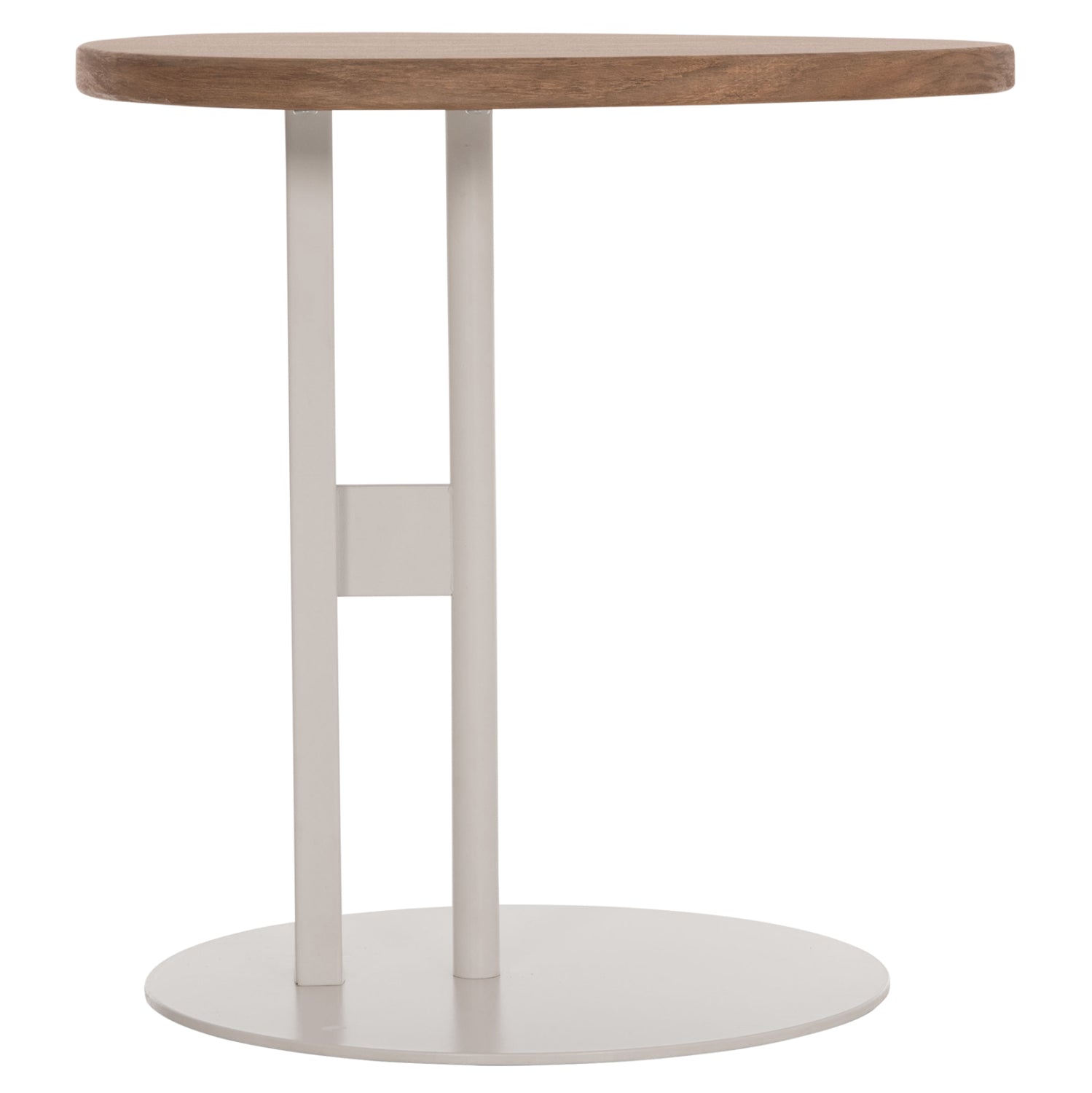 SIDE TABLE OVAL ALPER HM18328 MDF IN SONAMA--METAL BASE IN WHITE 50x50x51Hcm.