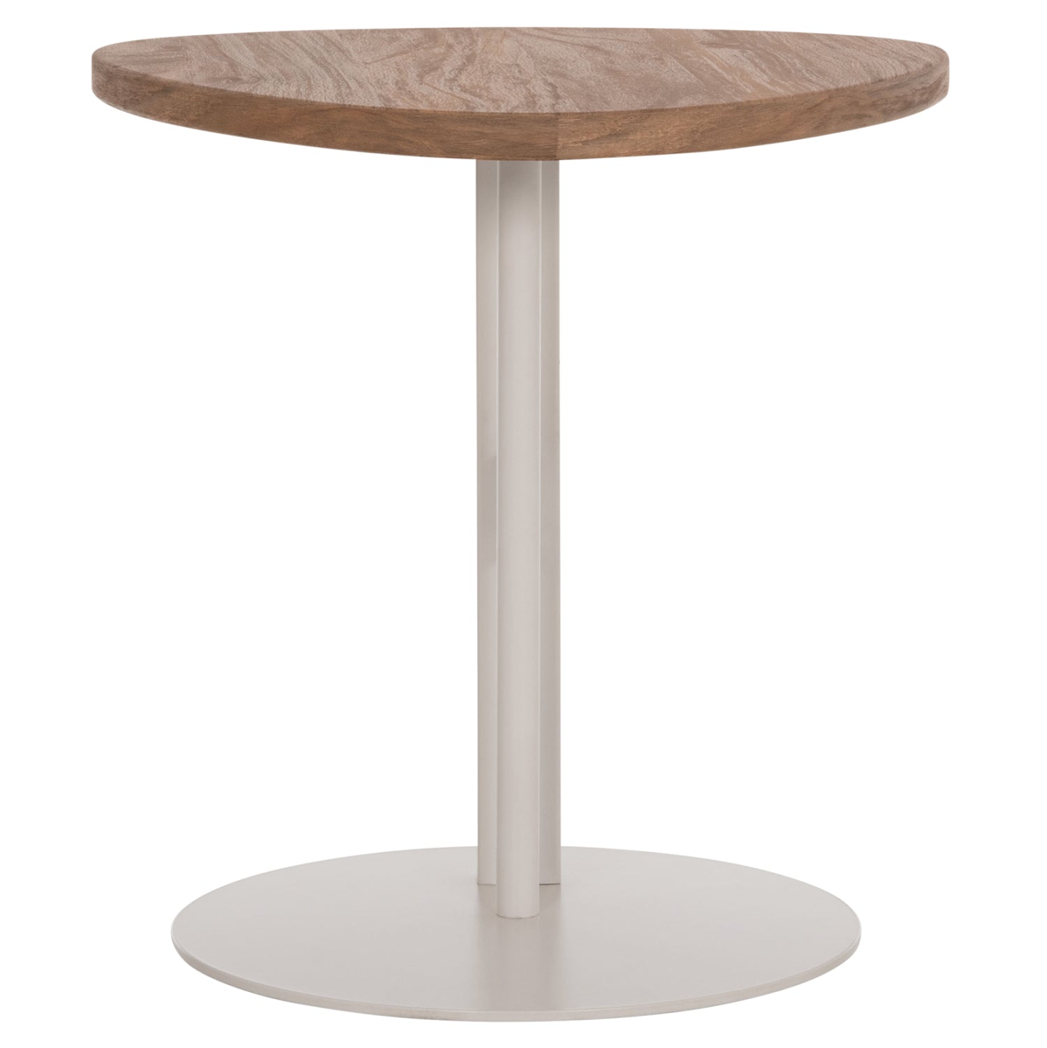 SIDE TABLE OVAL ALPER HM18328 MDF IN SONAMA--METAL BASE IN WHITE 50x50x51Hcm.