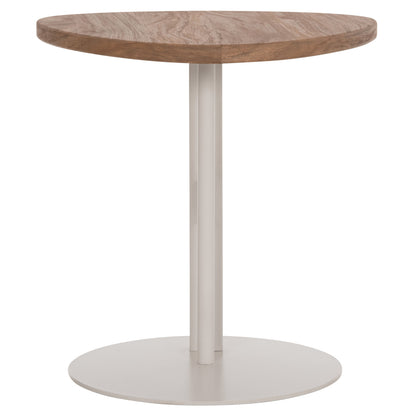 SIDE TABLE OVAL ALPER HM18328 MDF IN SONAMA--METAL BASE IN WHITE 50x50x51Hcm.
