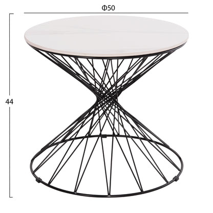 SIDE TABLE GRESAM HM18039.01 CERAMIC TOP-METAL BASE Φ50x44Hcm.