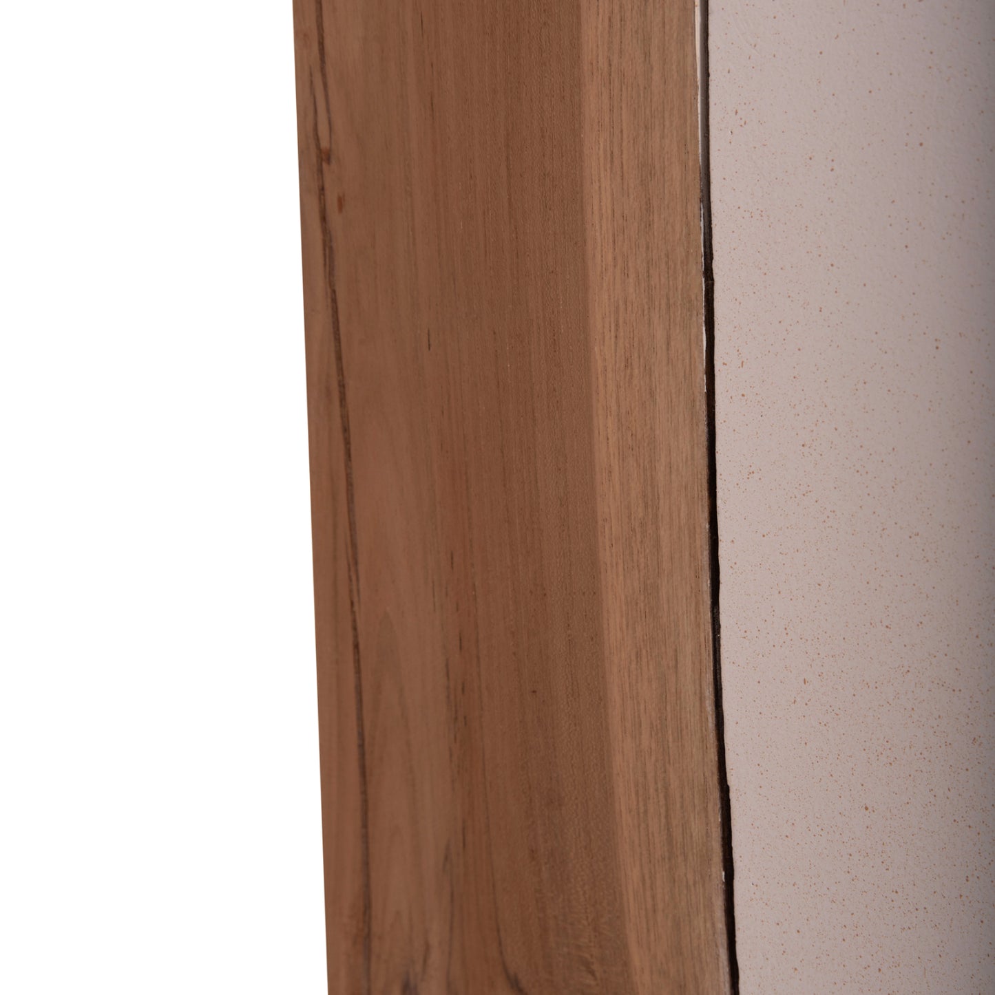 SQUARE SIDE TABLE LEIA HM18163.02 FIBER CEMENT IN WHITE--TEAK WOOD 32.5x32.5x46Hcm.
