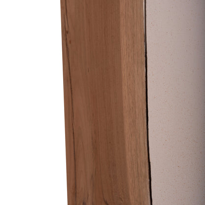 SQUARE SIDE TABLE LEIA HM18163.02 FIBER CEMENT IN WHITE--TEAK WOOD 32.5x32.5x46Hcm.